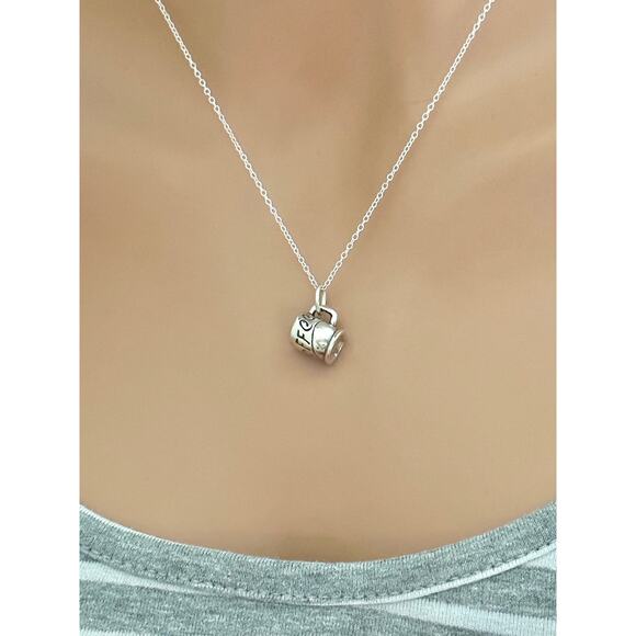 Sterling Silver 3D Coffee Mug Necklace - Picture 2 of 6